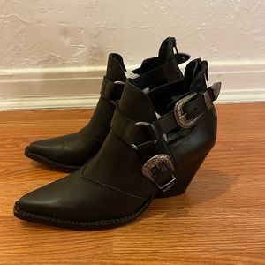 Leather western style ankle boots